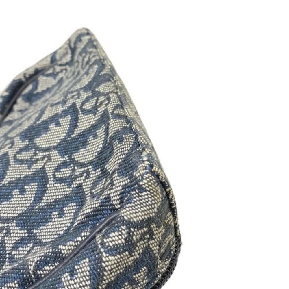DIOR/ChristianDior Logogram - Navy White Jacquard Leather Pouch - Picture 8 of 9